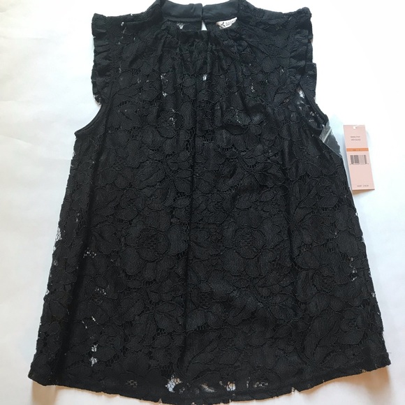Nannette Tops - Nanette by Nanette Lepore Sleeveless Lace Top Black Size Small